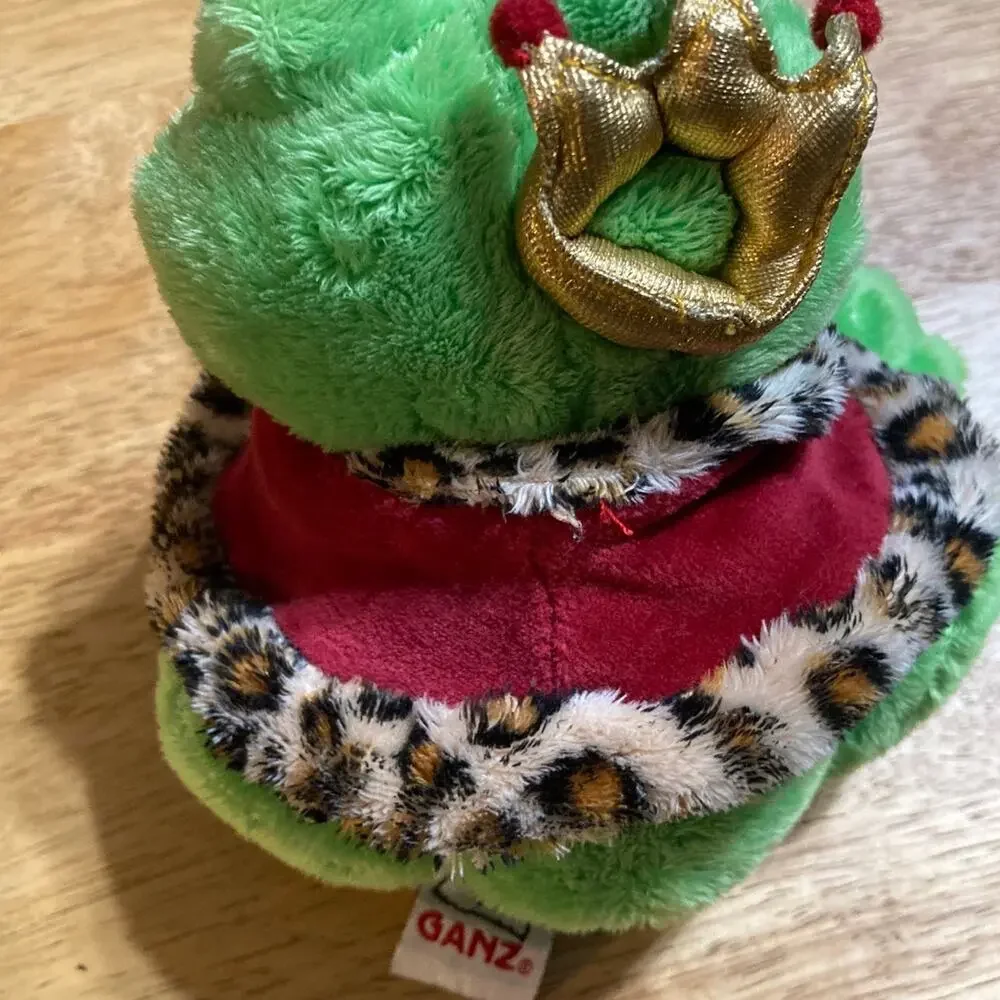 Ganz Frog Prince‎ Kissalot plush Green w/ Crown Leopard Print Robe